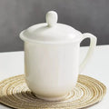 Ljojo 500ML Bone  Tumbler with Lid, Pure White Ceramic Coffee Mug