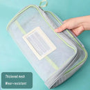 Ljojo™ Double-layer Mesh Zipper Stationery Organizer: Large Capacity School Office Supplies Bag