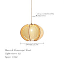 Hemp Rope Wood Pendant Light Chandelier Stylish Ceiling Lamp Living Room Bedroom Art Decoration Modern by Ljojo
