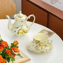 Ljojo Lemon Pattern Tea Set: Cup, Saucer, Teapot, Plate, Kettle - European Ceramic Offering