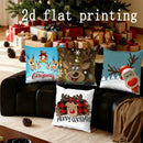 Ljojo Merry Christmas Reindeer Pillow Cover - Rectangular Cushion for Sofa, Bedroom, Car