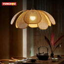 Handwoven Rattan Petal Pendant Light - Zen LED Chandelier for Boho Home Decor by Ljojo
