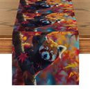 Autumn Red Panda Maple Leaf Table Runner by Ljojo: Festive Dining Decor