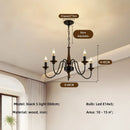 American Retro Candle Chandelier Living Room Solid Wood Iorn Pendant Light by Ljojo