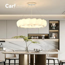 French Cream Style Feather Pendant Light | Designer Circular Shell Glass Dining Room Decor | Ljojo