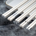 Ljojo 5 Pair Alloy Non-Slip Chopsticks Set for Kitchen Tableware Gift