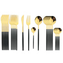 Ljojo 24Pcs Green Gold Stainless Steel Dinnerware Set Cutlery Tableware Silverware