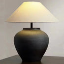 Ljojo Ceramic Table Lamp LED Night Light Fabric Lampshade Bedroom Decor Pottery Jar Style