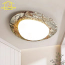 French Pastoral Cream Wind LED Ceiling Light Green Pebble Marble Retro Medieval Lamp by Ljojo