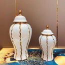 Ljojo™ Gold Plaid Ceramic General Jar with Lid - Home Decor Vase & Storage Jar