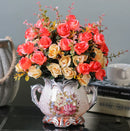 Ljojo™ Ceramic Vase & Flower Arrangement Set - Home Decor Crafts