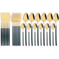 Gold Stainless Steel Cutlery Set by Ljojo - 24Pcs Western Tableware Flatware