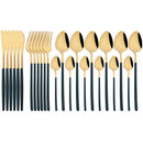 Gold Stainless Steel Cutlery Set by Ljojo - 24Pcs Western Tableware Flatware