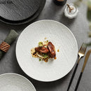 Ljojo Matte Stone Patterned Ceramic Steak Dessert Sushi Salad Plate - Round Shallow Specialty Tableware
