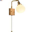 Ljojo LED Wall Light Mirror Ceramic Glass Wood Decor Home Lighting