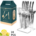 Ljojo 24-Piece Stainless Steel Hammer Pattern Cutlery Set