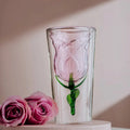 Ljojo 200ml Pink Rose Double Wall Coffee Wine Glasses Cup
