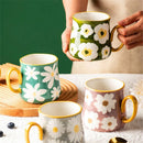 Ljojo 16oz Hand Drawn Ceramic Mug, Breakfast Cereal Coffee Cup