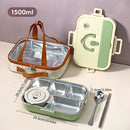 Ljojo 4/5 Grids Stainless Steel Divided Lunch Box Set with Cutlery