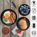 Ljojo 16pc Black PP Cutlery & Plate Set for Outdoor Camping and Parties