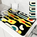 Geometric Color Blocks Kitchen Drying Mat by Ljojo