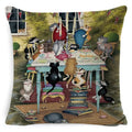 Cute Cat Pattern Linen Cushion Cover by Ljojo for Home Decor