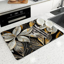 Ljojo Metallic Floral Branches Drying Mat: Non-Slip Absorbent Placemat