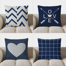 Blue & White Chevron Pattern Pillow Cover for Sofa, Bedroom, Car - Ljojo Brand