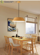 Ljojo Medieval Bauhaus Wood Grain Log Metal LED Pendant Light Chandelier for Home Decoration