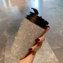 Ljojo 12oz Rhinestone Stainless Steel Thermal Tumbler Mug with Handle