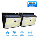 Ljojo 208 LED Solar Wall Motion Sensor Lights - 3 Mode Waterproof Outdoor Lighting