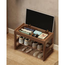 Ljojo™ Walnut Shoe Storage Bench with Cushion and Organizer