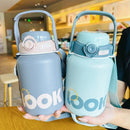 Ljojo 1100ML Kids Straw Thermos Bottle Stainless Steel Travel Insulation Cup