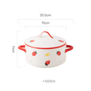 Ljojo 1000ml Ceramic Double Ear Noodle Soup Bowl with Cover - 15cm Microwave Oven Bowl