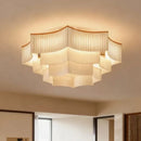 Ljojo Medieval Retro Fabric Living Room Ceiling Chandelier - LED Lighting for Home Decor