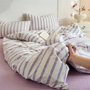 Ljojo Luxury Cotton Stripe Duvet Cover Set - Yarn-Dyed Bedding Set