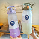 Ljojo 2L Sports Water Bottle with Straw - Portable Frosted Plastic Space Cup