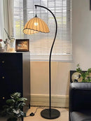 Nordic Wabi-Sabi Retro Fabric E27 Floor Lamp for Medieval Living Room by Ljojo