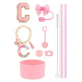 Ljojo 10-Piece Tumbler Accessories Set: Straw, Cover, Cap, Boot, Spill Proof Stopper, Letter Keychain, Charm, Sticker