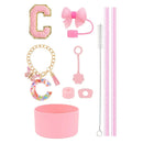 Ljojo 10-Piece Tumbler Accessories Set: Straw, Cover, Cap, Boot, Spill Proof Stopper, Letter Keychain, Charm, Sticker