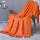 Cozy Knit Throw Blanket with Tassel, Black Lightweight Decorative Blanket for Couch and Bed by Ljojo