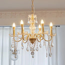 Ljojo French Retro Crystal E14 Pendant Lights Gold Luxury Chandeliers Bedroom Lamps