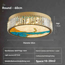 Ljojo Chinese Style Enamel Ceiling Lamp Modern Villa Glossy Crystal LED Decoration