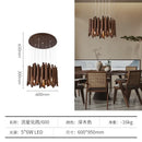 Modern Minimalist LED Hanging Chandelier Wabi-sabi Wooden Pendant Light by Ljojo