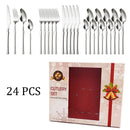 Ljojo 24Pcs Stainless Steel Cutlery Set - Luxury Dinnerware & Flatware Gift Box