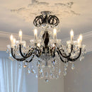 French Black Lustre Chandelier Glass Candle Pendant Light by Ljojo Luxe Crystal Home Decor