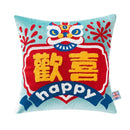 Ljojo 3D Lion Embroidery Velvet Tufted Cushion Pillow for Sofa, Home Decor
