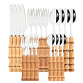 Ljojo 20-Piece Bamboo Handle Stainless Steel Cutlery Set