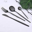 Ljojo 24-Piece Stainless Steel Cutlery Set - Black Western Dinnerware Silverware Set
