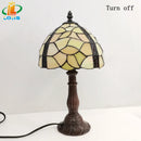 8 Inch Beige Glass Table Lamp Tiffany Style Elegant Bedroom Night Light Ljojo